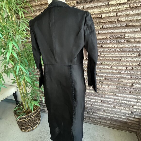 Alberta Ferretti Vintage Black Silk Sheer Fringe Duster Jacket NWOT - Picture 6 of 9